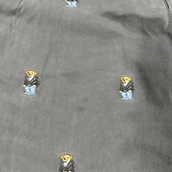 Polo Ralph Lauren Gray Tuxedo Teddy Bear Classic Fit Flat Front Pants 46x32 EUC - Picture 3 of 8